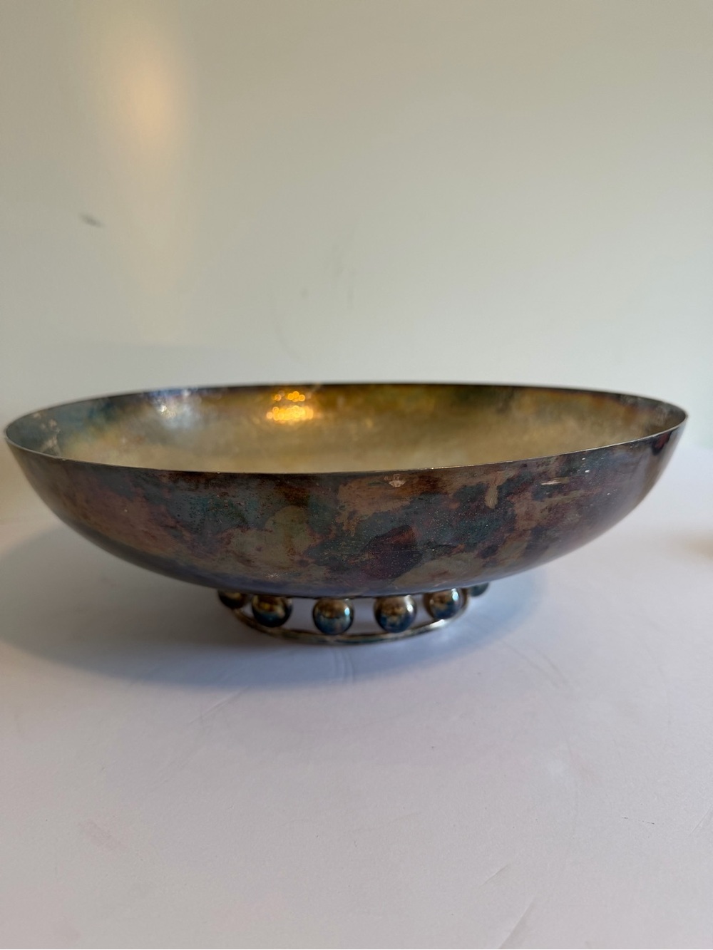 Vintage Emilia Castillo Taxco Hand Hammered Silver Plate Centerpiece Bowl Ball